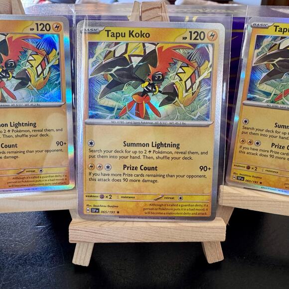 Pokémon Tapu Koko 065/191 Surging Sparks Holo TCG Card NM LP Set of 3 Lot - Picture 2 of 3